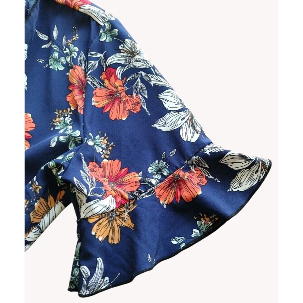 Shein Curve Top 0xl Wrap Short Sleeve Floral Hawaiian Beach - Picture 12 of 12